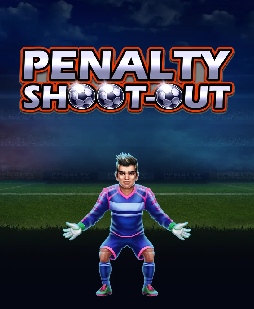 O goleiro de Penalty Shoot-Out no estadio com o logotipo do jogo