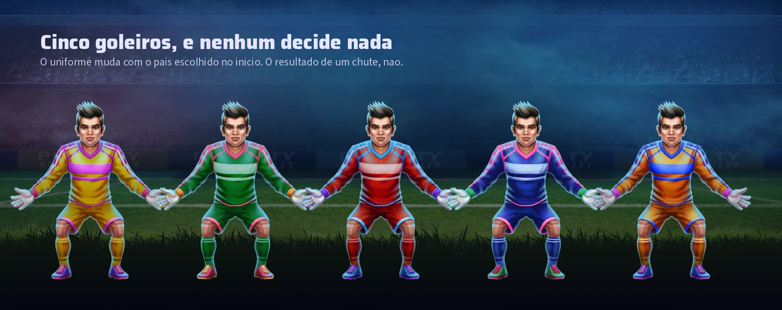 Os cinco goleiros do jogo com uniformes diferentes